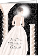 Niece, Will You Be My Bridesmaid - Brunette In Cream Dress card