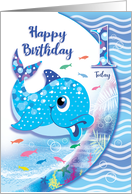 Baby Blue Dolphin, Boy Age One card