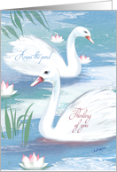 Covid-19, Across the Miles,Thinking of You, 2 Swans on Pond card