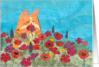 Cat Among the Flowers BLANK card