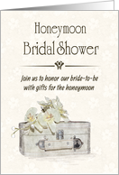 Honeymoon Bridal Shower Invitation with Suitcase and Flowers card
