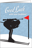 Biathlon Good Luck with Skier and Rifle Silhouette card
