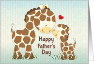 Giraffe Father and Child with Heart for Fathers Day card