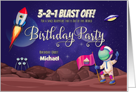 Custom Name Space Themed Birthday Party Invitation card