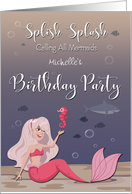 Custom Name Mermaid Birthday Party Invite card