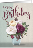 Happy Birthday with Flowers in Jar during Coronavirus card
