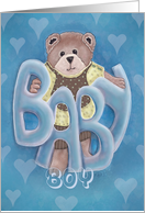 Welcome Baby Boy Teddy Bear card done with blue hearts card