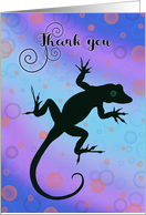 Thank you with Lizard Silhouette , Colorful Background card