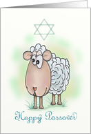 Cute Lamb at Passover with Star of David card