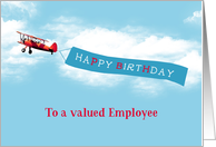 Happy Birthday to a valued Employee, Business Card, Airplane, Banner card