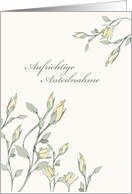 With deepest Sympathy in German, Pale Yellow Roses, Informal card