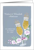 Customize Name, 15th Wedding Anniversary Invitation, Faux Gold card