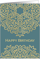 Happy Birthday Employee, Corporate Card, Gold Effect, Teal/Blue card