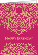 Happy Birthday Employee, Corporate Card, Gold Effect, Magenta Red card