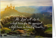 Psalm 9:9, Christian Encouragement Card, Castle, Landscape card