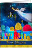 Merry Christmas, Corporate, Bethlehem, Joy, Angel, Gold-Effect card