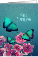 Spanish, Feliz Cumpleaos, Happy Birthday, Butterflies and Roses card