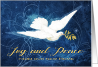 Joy and Peace from our new Home, Merry Christmas, Dove card