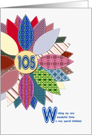 105 for sister, birthday with stitched flower card