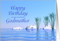 For a Godmother, a Spa Like,Tranquil, Blue Birthday card