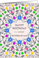 Mother in Law Abstract Flowers Birthday card
