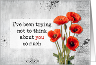 Miss You Red Poppies card