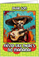 Son Cinco de Mayo Chihuahua Mariachi with Guitar card