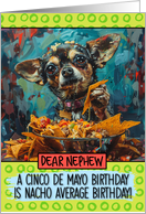 Nephew Happy Birhday on Cinco de Mayo Chihuahua with Nachos card
