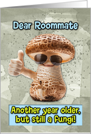 Roommate Happy Birthday Thumbs Up Fungi with Sunglasses card