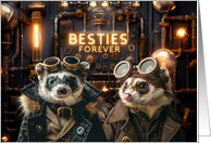 Friendship Besties Steampunk Ferrets card