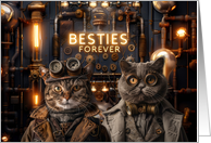 Friendship Besties Steampunk Cats card
