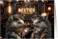 Friendship Besties Steampunk Hedgehogs card