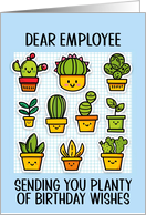 Employee Happy Birthday Kawaii Cartoon Cactus Plants card
