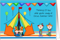Thinking Of You, circus summer camp, children with clowns, balloons card