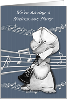 Invitations to Retirement Party, music, a cute duck playing an oboe card