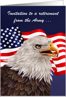 Invitations to Retirement from the Army Party, proud bald eagle, flag card
