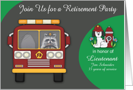 Invitation to retirement party as a Lieutenant Firefighter, custom card