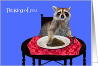 Thinking of You during COVID-19 with a Raccoon Happily Eating Dirt card