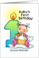Personalized 1st Birthday Girl Milestone card