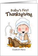 Baby Pilgrim Girl’s First Thanksgiving Personalized card