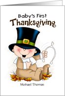 Baby Pilgrim Boy’s First Thanksgiving Personalized card