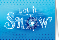 Hand Lettered Let It Snow Blue Christmas card