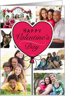 Heart Balloon Happy Valentine’s Day Custom Photo Collage card