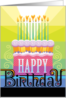 Happy Birthday Cake Candles Heart Flames Hearts Business card