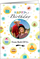 From Both Of Us Happy Birthday Cake Presents Cupcake Polka Dots card