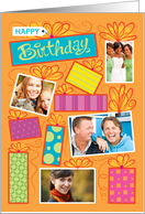 Custom Photo Happy Birthday Presents Cram Closet Orange card