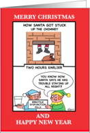 Santa Stays Up All Night at Christmas card