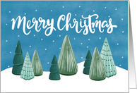 Merry Christmas, Forest, Trees, Snow, Winter card