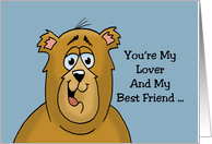 Adult Love, Romance Card With Cartoon Bear My Lover And Best Friend Nice Tits card