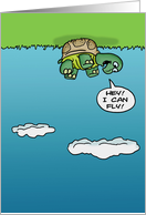 Cute Friendship Card With Turtle On Its Back Hey I Can Fly card